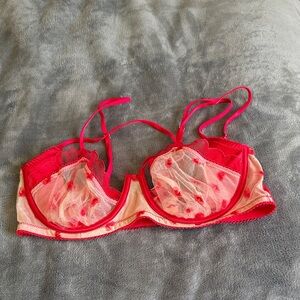 Victoria's Secret Red and Pink Sheer Bra